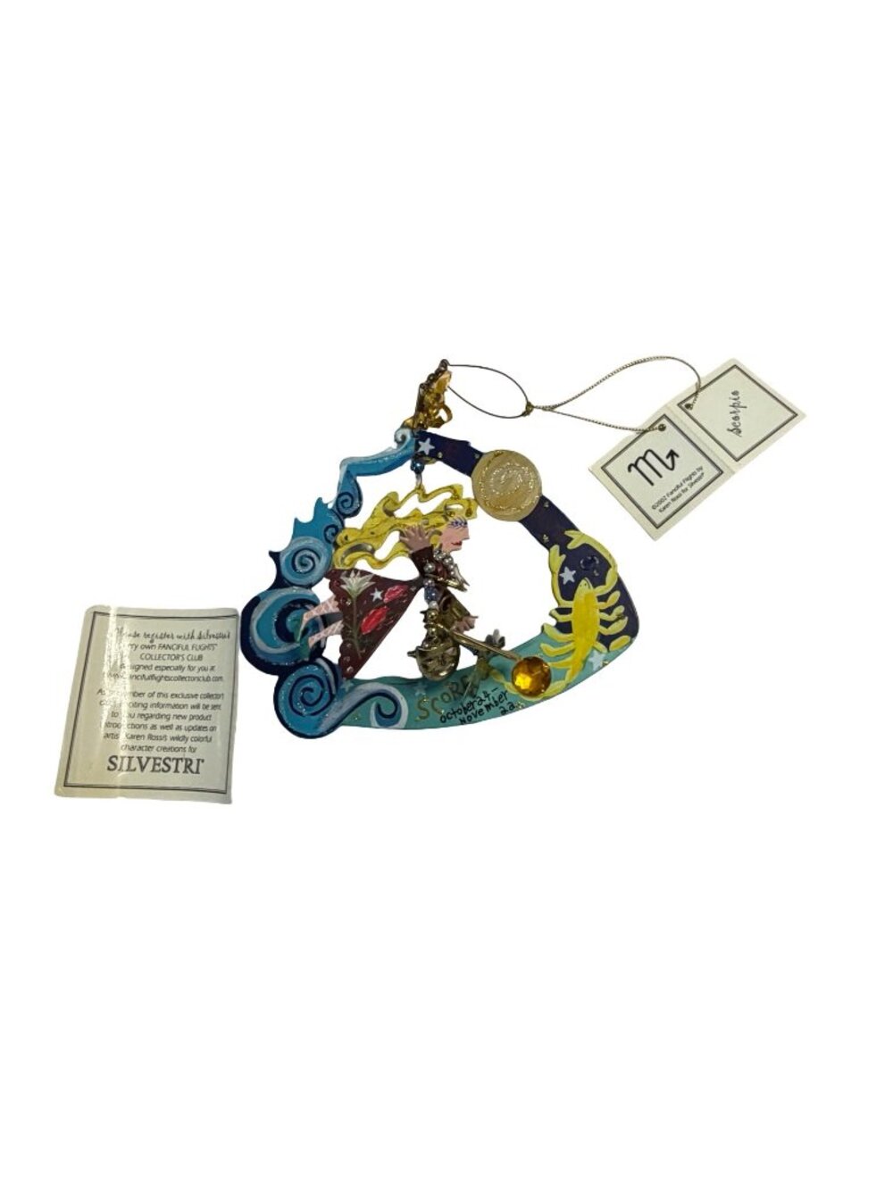 Karen Rossi Silvestri Fanciful Flights Scorpio Zodiac Ornament 2002 Box Tags